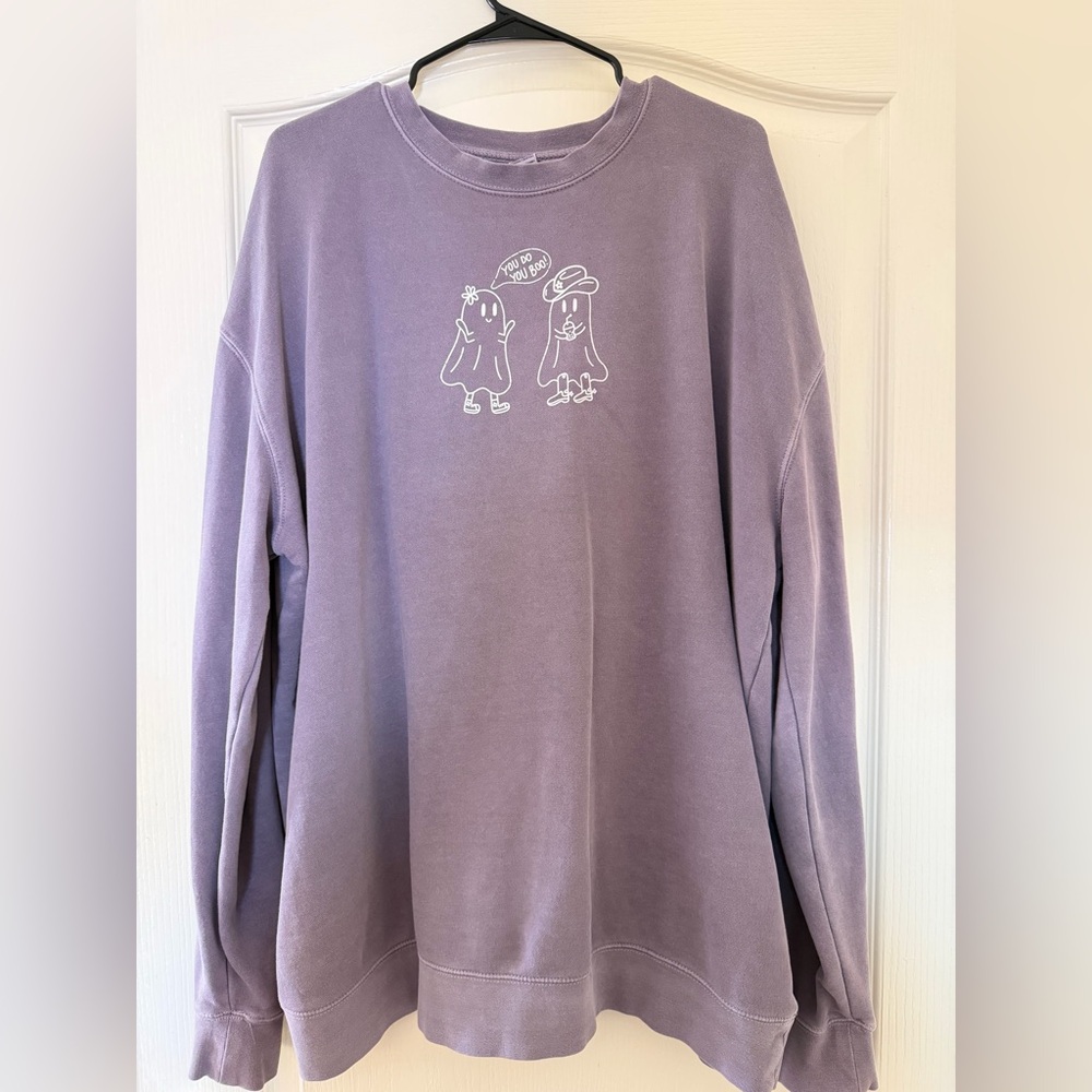 You Do You Boo Graphic Crewneck Sweatshirt - Purple Casual Pullover